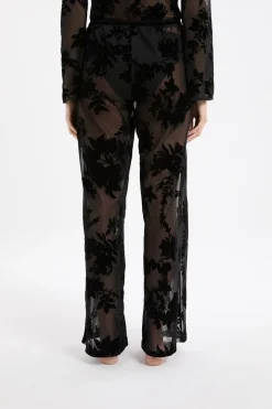 ETAM Partes De Abajo De Pijama|Pijamas Sexy|Pantalon transparent à motif floral NOIR
