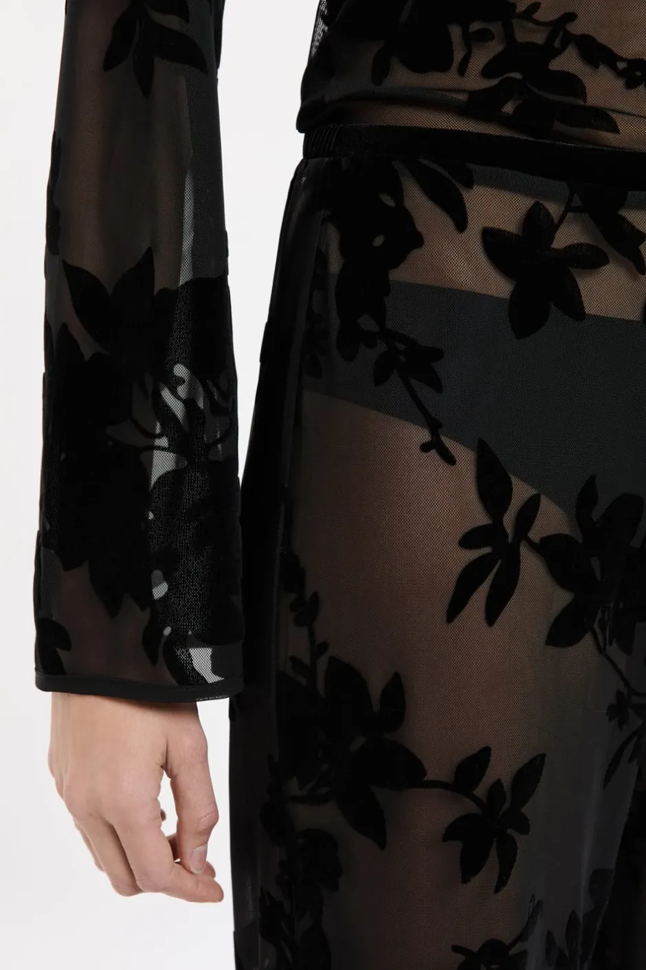 ETAM Partes De Abajo De Pijama|Pijamas Sexy|Pantalon transparent à motif floral NOIR