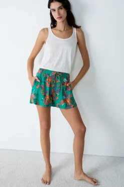 ETAM Partes De Abajo De Pijama|Los Pijamas Más Responsables|Pantalones cortos de pijama estampados VERDE