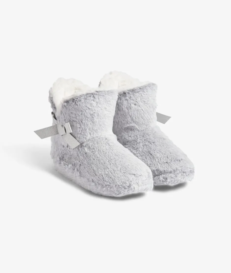 ETAM Zapatillas|Patucos de peluche con lazos Corgi GRIS CLARO