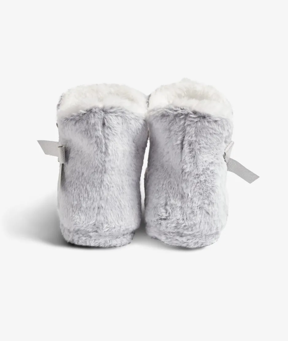 ETAM Zapatillas|Patucos de peluche con lazos Corgi GRIS CLARO