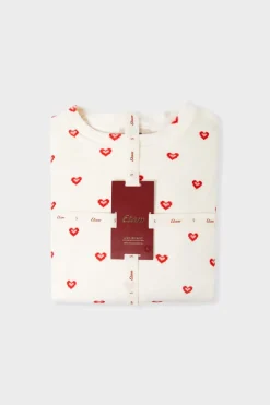 ETAM Los Pijamas Más Responsables|Pijamas 2 Y 3 Piezas|Pijama de 2 piezas con estampado de corazones CRUDO