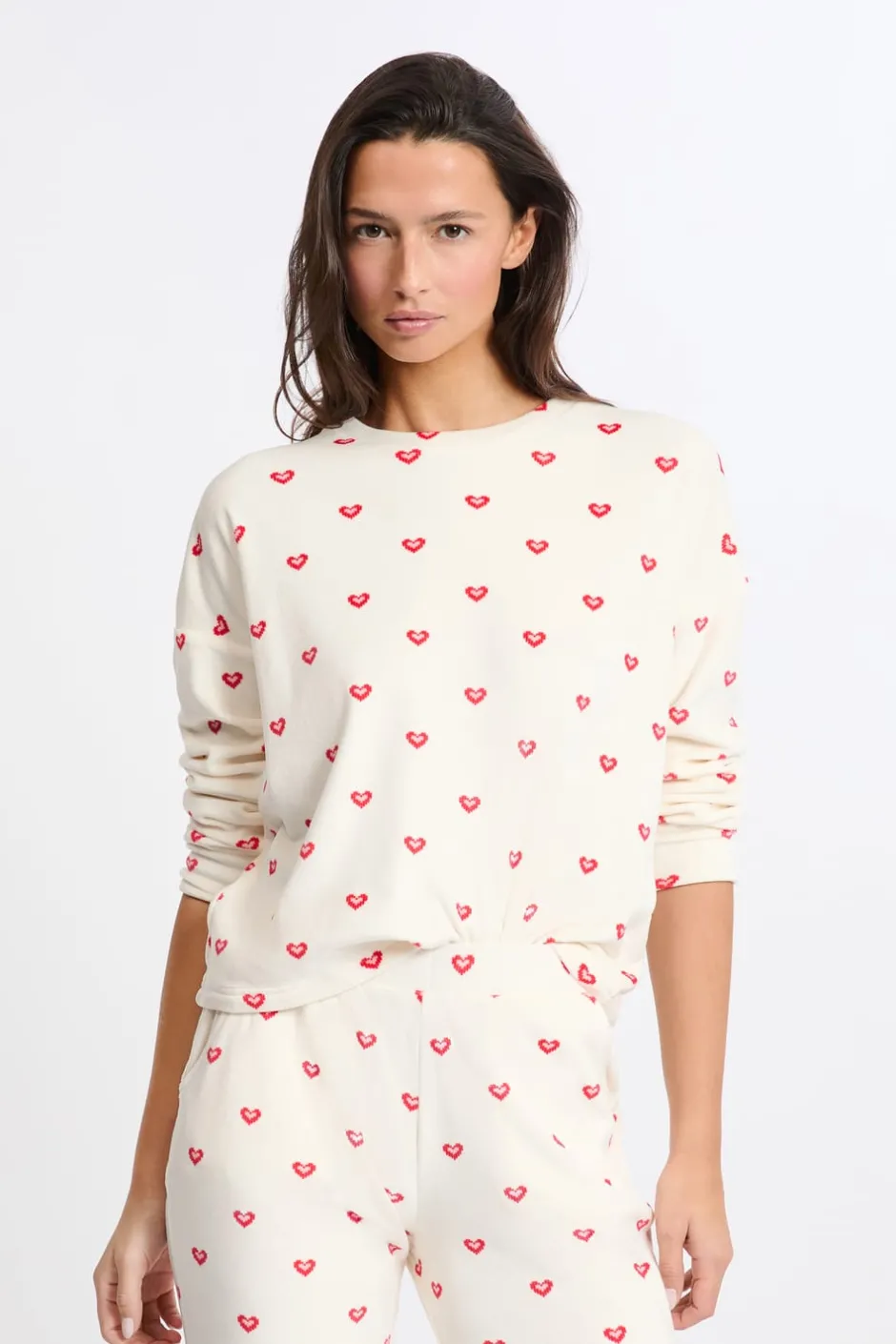 ETAM Los Pijamas Más Responsables|Pijamas 2 Y 3 Piezas|Pijama de 2 piezas con estampado de corazones CRUDO