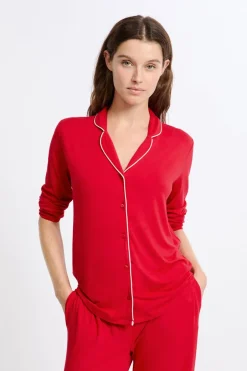 ETAM Los Pijamas Más Responsables|Pijamas 2 Y 3 Piezas|Pijama de 2 piezas de manga larga ROJO