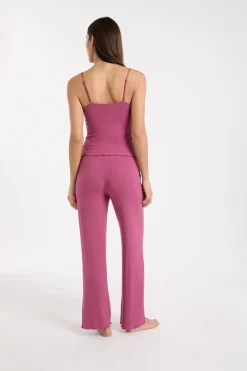 ETAM Los Pijamas Más Responsables|Pijamas 2 Y 3 Piezas|Pijama de dos piezas de punto acanalado con detalles de encaje PETUNIA