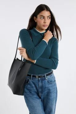 ETAM Cuello En V|Jerséis|Polo de manga larga VERDE PATO