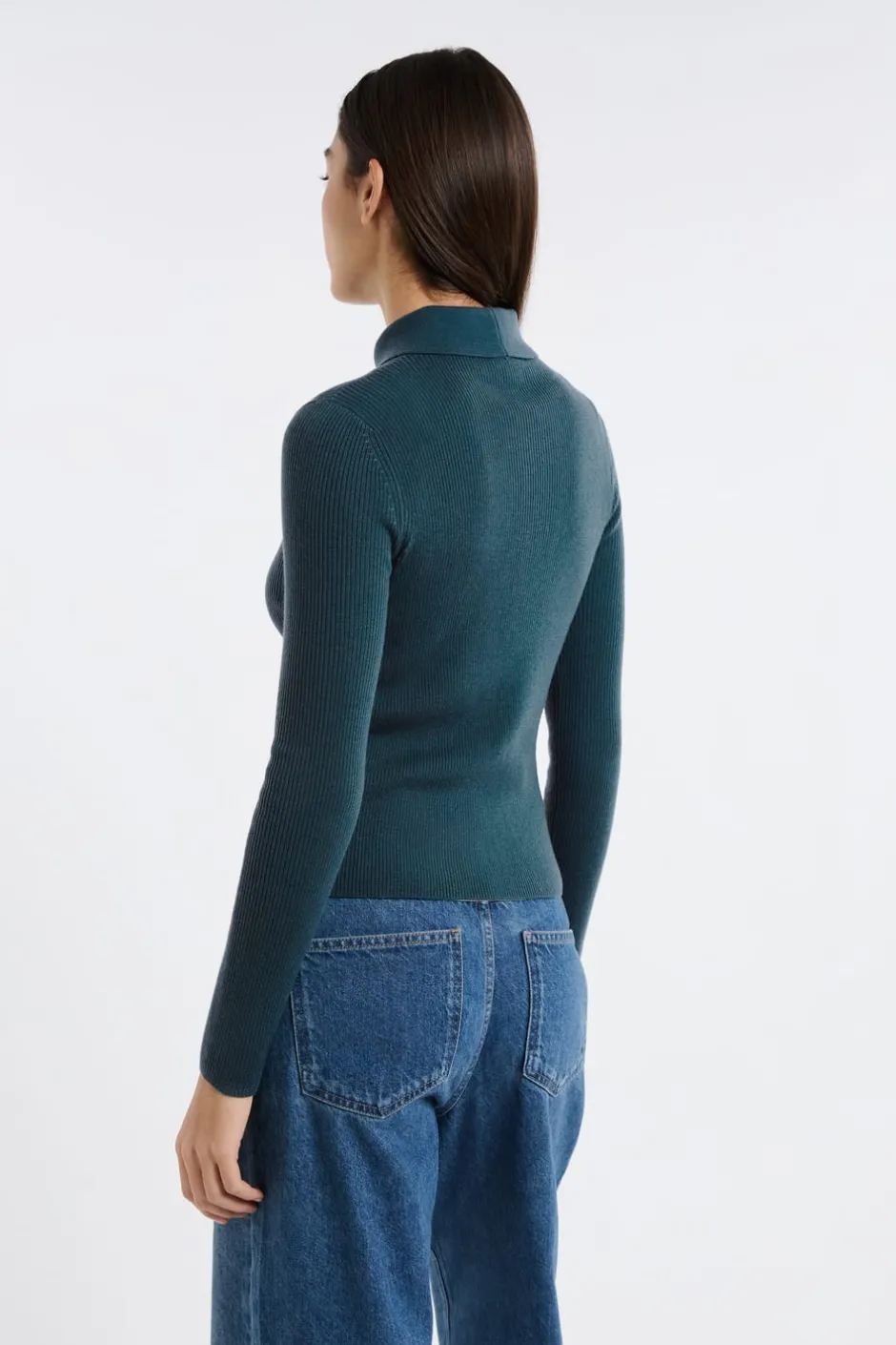 ETAM Cuello En V|Jerséis|Polo de manga larga VERDE PATO