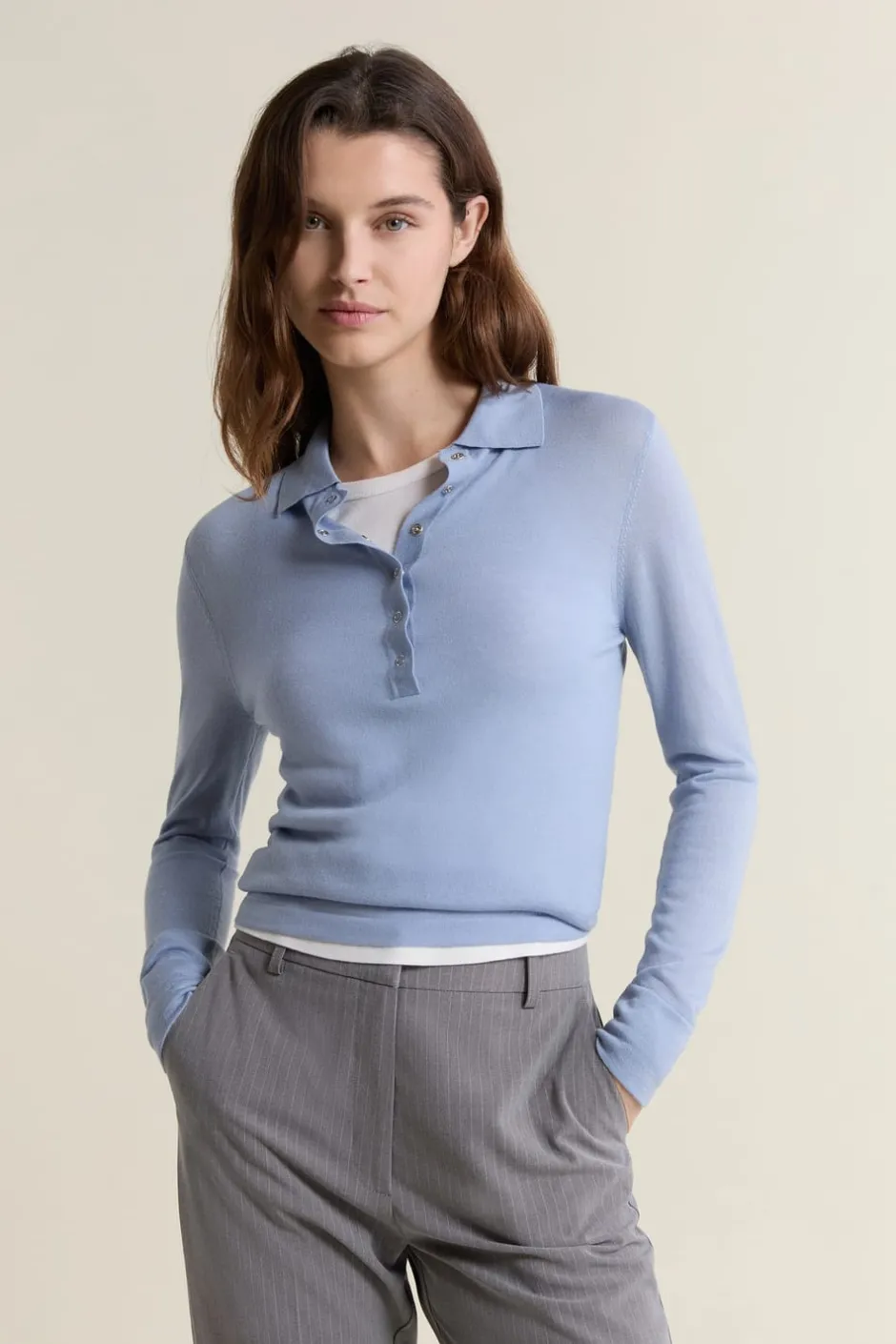ETAM Jerséis|Polo de manga larga de lana AZUL