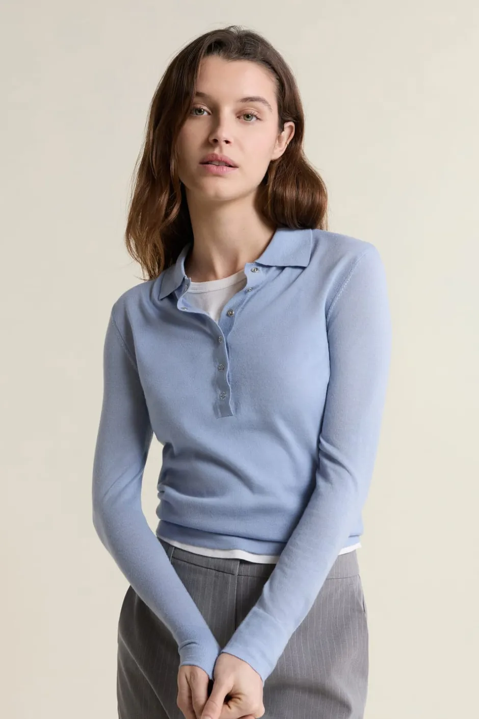 ETAM Jerséis|Polo de manga larga de lana AZUL