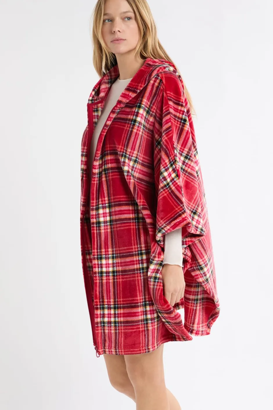 ETAM Pijamas Calentitos|Ponchos, Sudaderas Y Chaquetas|Poncho sin mangas de forro polar ROJO