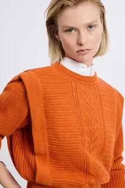 ETAM Cuello Redondo|Jerséis|Pull à épaulettes avec laine ORANGE