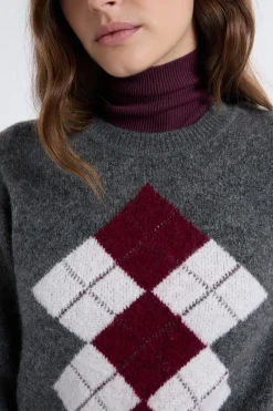 ETAM Fantasía|Cuello Redondo|Pull col rond à motifs GRIS CLAIR