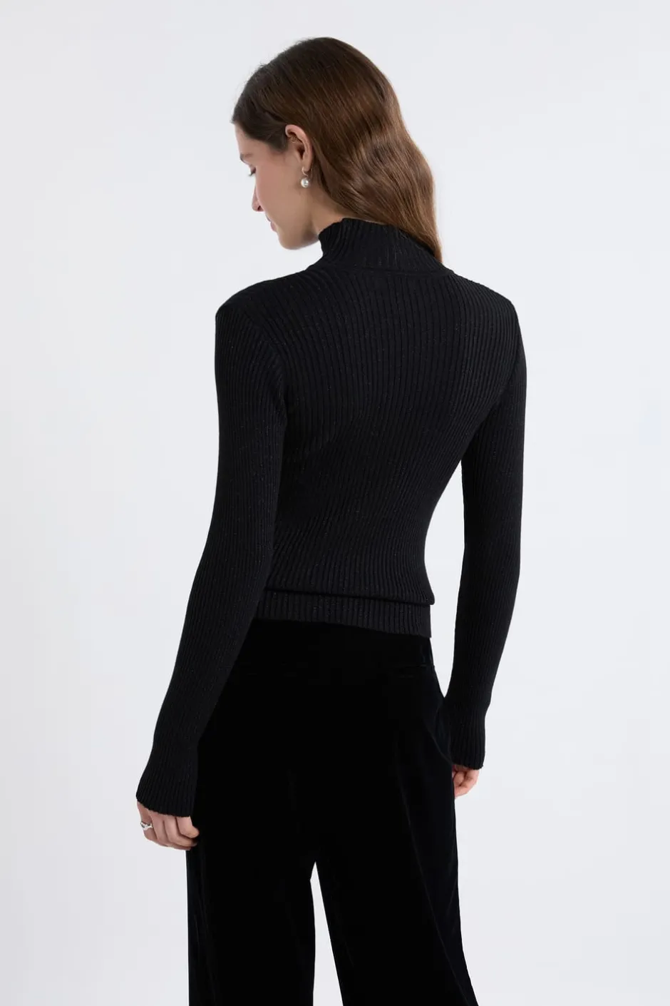 ETAM Cuello Alto|Jerséis|Pull en tricot irisé à col montant NOIR