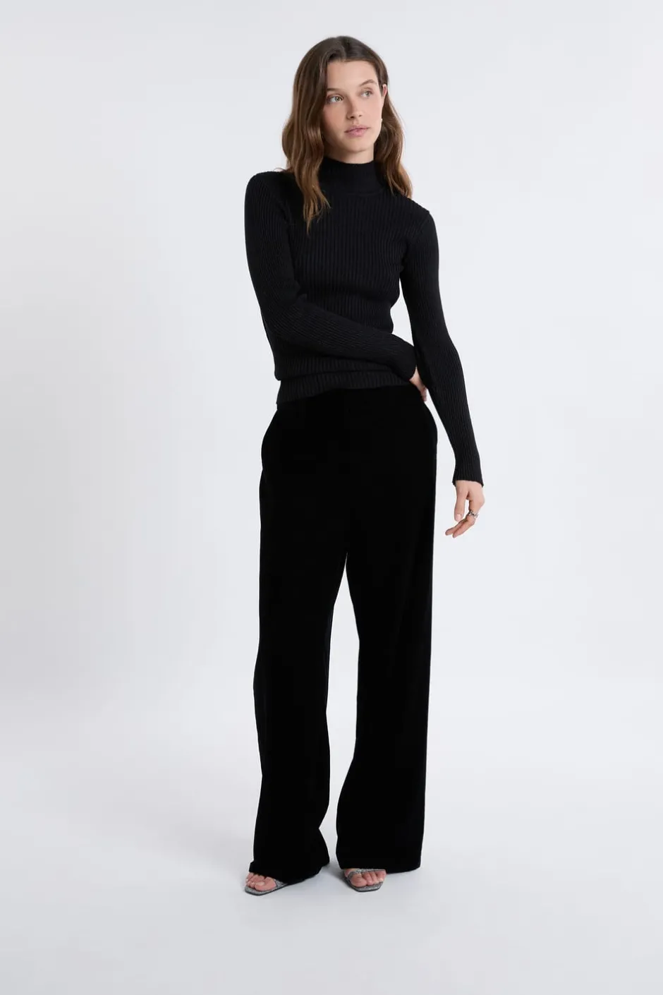ETAM Cuello Alto|Jerséis|Pull en tricot irisé à col montant NOIR
