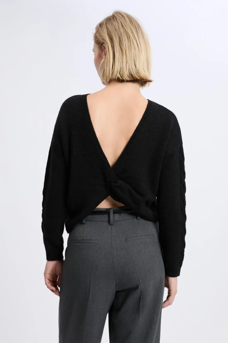 ETAM Jerséis|Pull torsadé dos nu NOIR