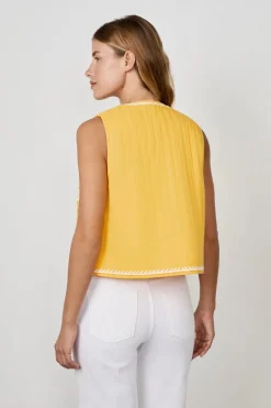ETAM Chaquetas Sin Mangas|Sin Mangas|Rebeca bordada sin mangas AMARILLO