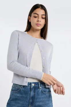 ETAM Cuello En V|Chaquetas|Rebeca de lana GRIS CLARO