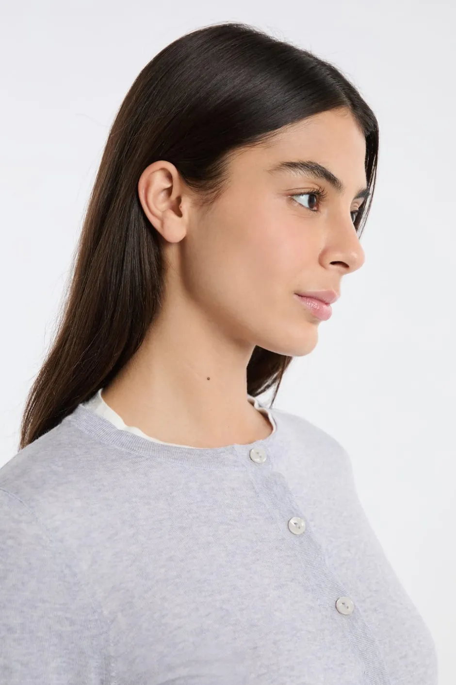 ETAM Cuello En V|Chaquetas|Rebeca de lana GRIS CLARO