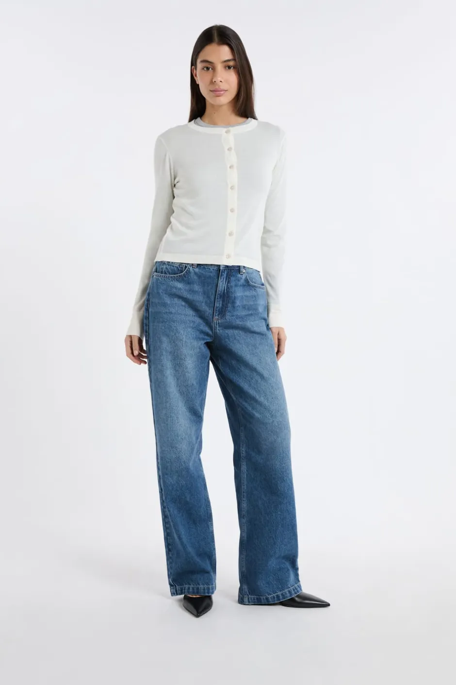 ETAM Cuello En V|Chaquetas|Rebeca de lana crudo