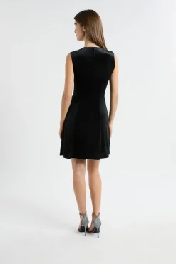 ETAM Vestidos Cortos|Vestidos Lisos|Robe courte en velours NOIR
