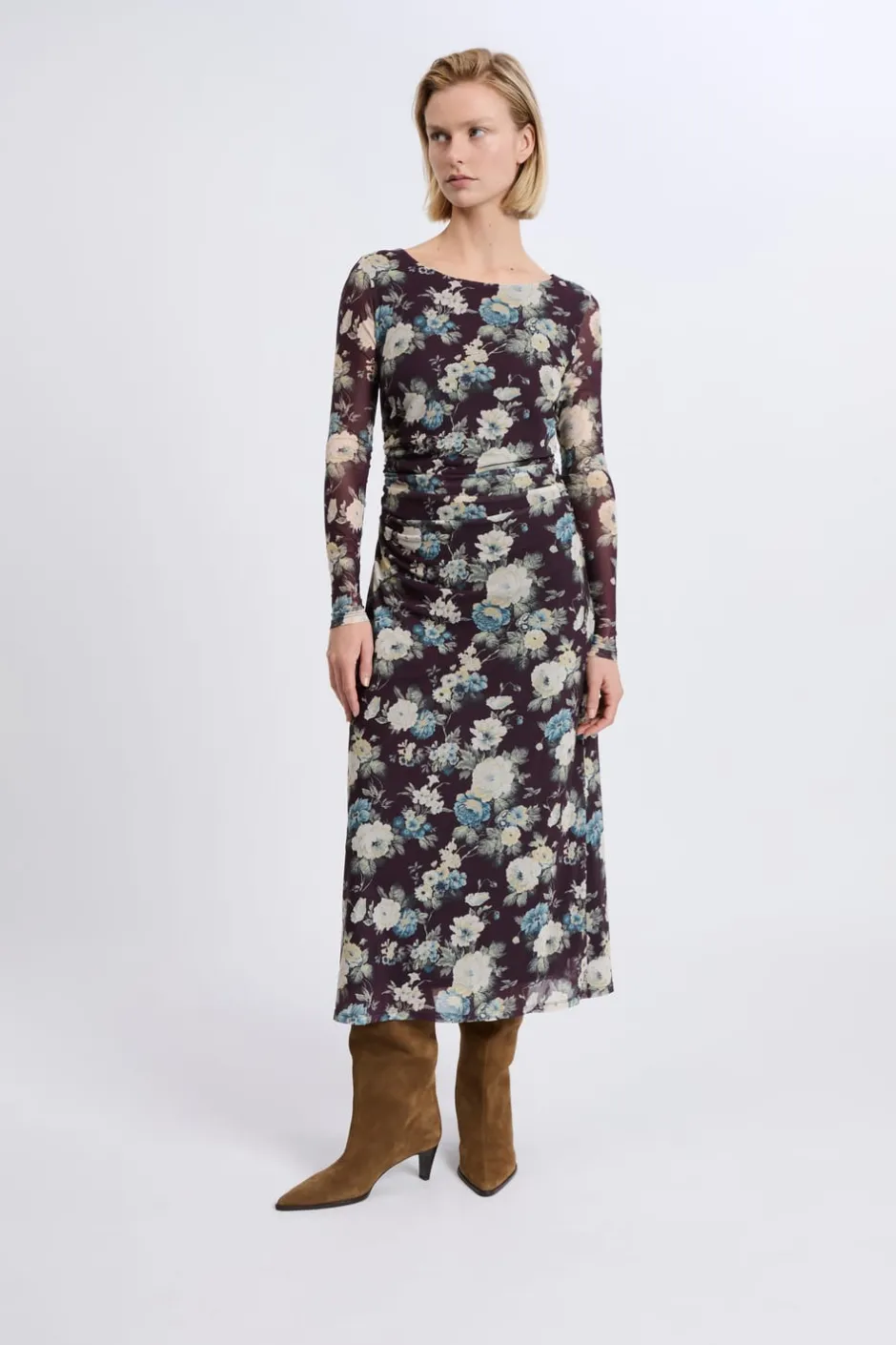 ETAM Vestidos Largos|Vestidos Florales|Robe longue à motifs fleuris IMP FD VIOLET.