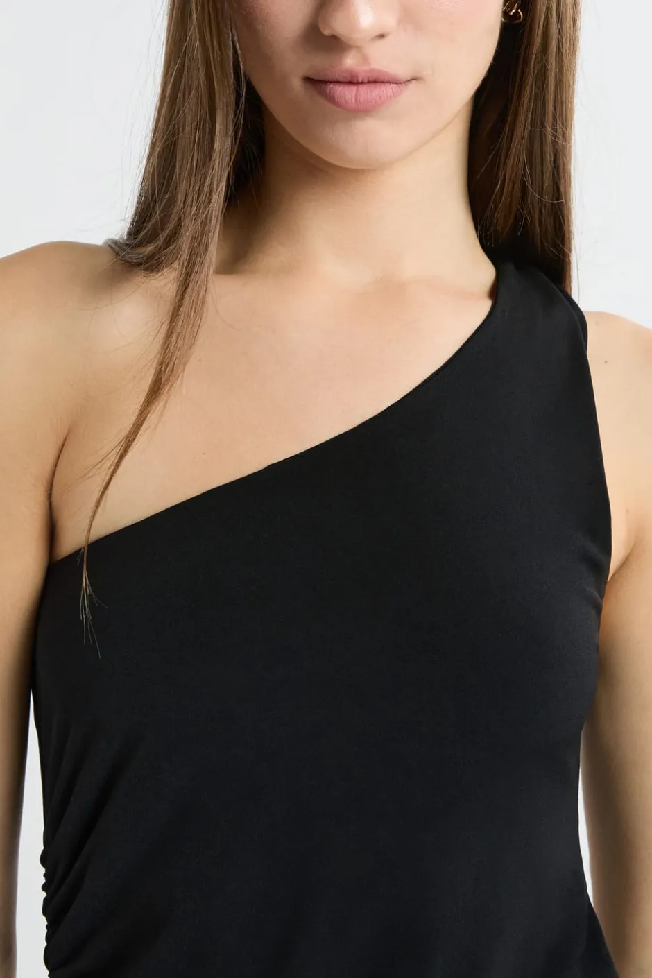 ETAM Vestidos Largos|Vestidos Lisos|Robe longue asymétrique NOIR