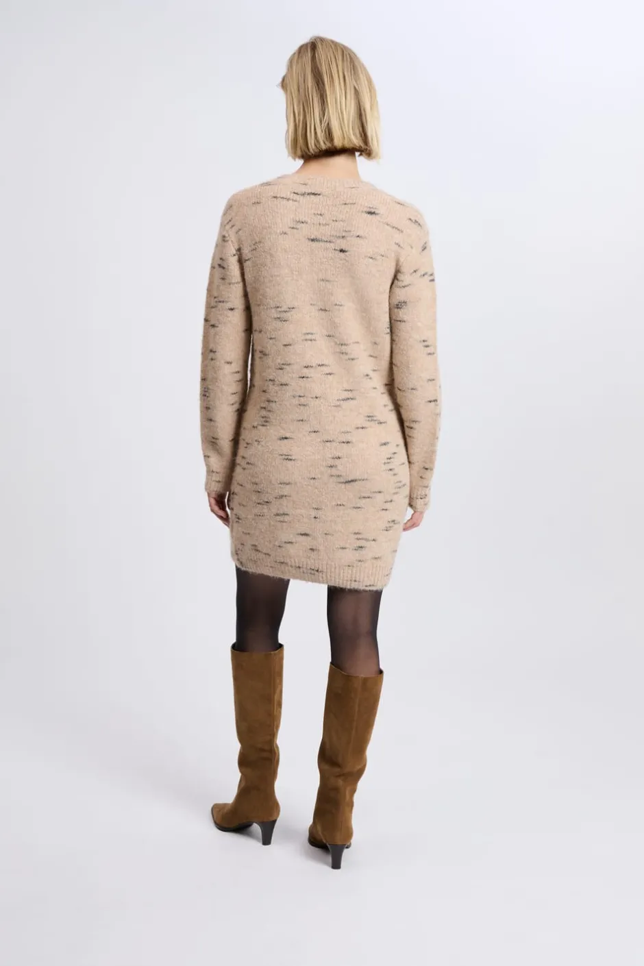 ETAM Vestidos Cortos|Vestidos De Punto|Robe pull en maille TAUPE