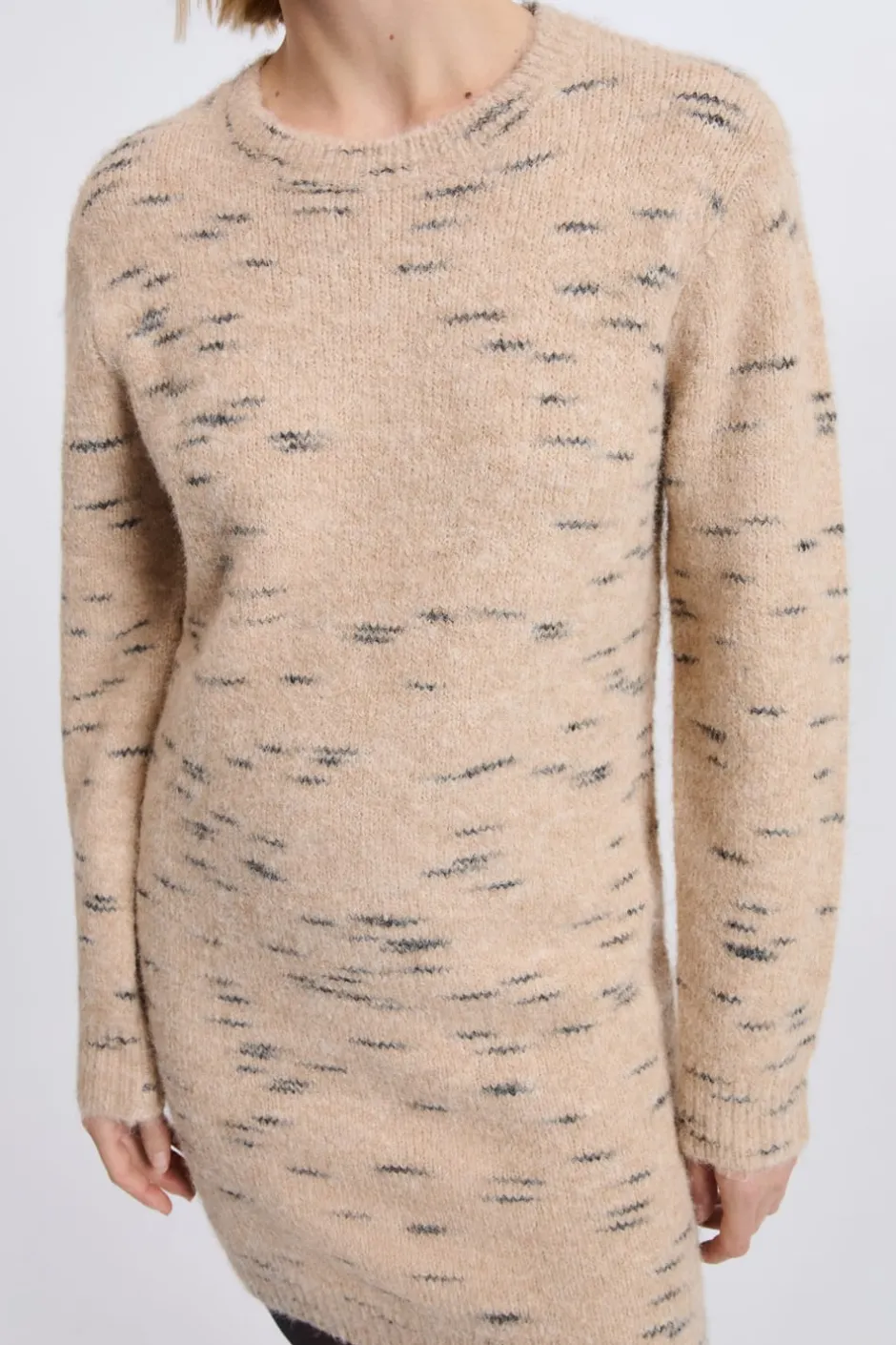 ETAM Vestidos Cortos|Vestidos De Punto|Robe pull en maille TAUPE