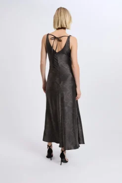 ETAM Vestidos Largos|Vestidos|Robe satinée à imprimé serpent IMP FD BRIQUE