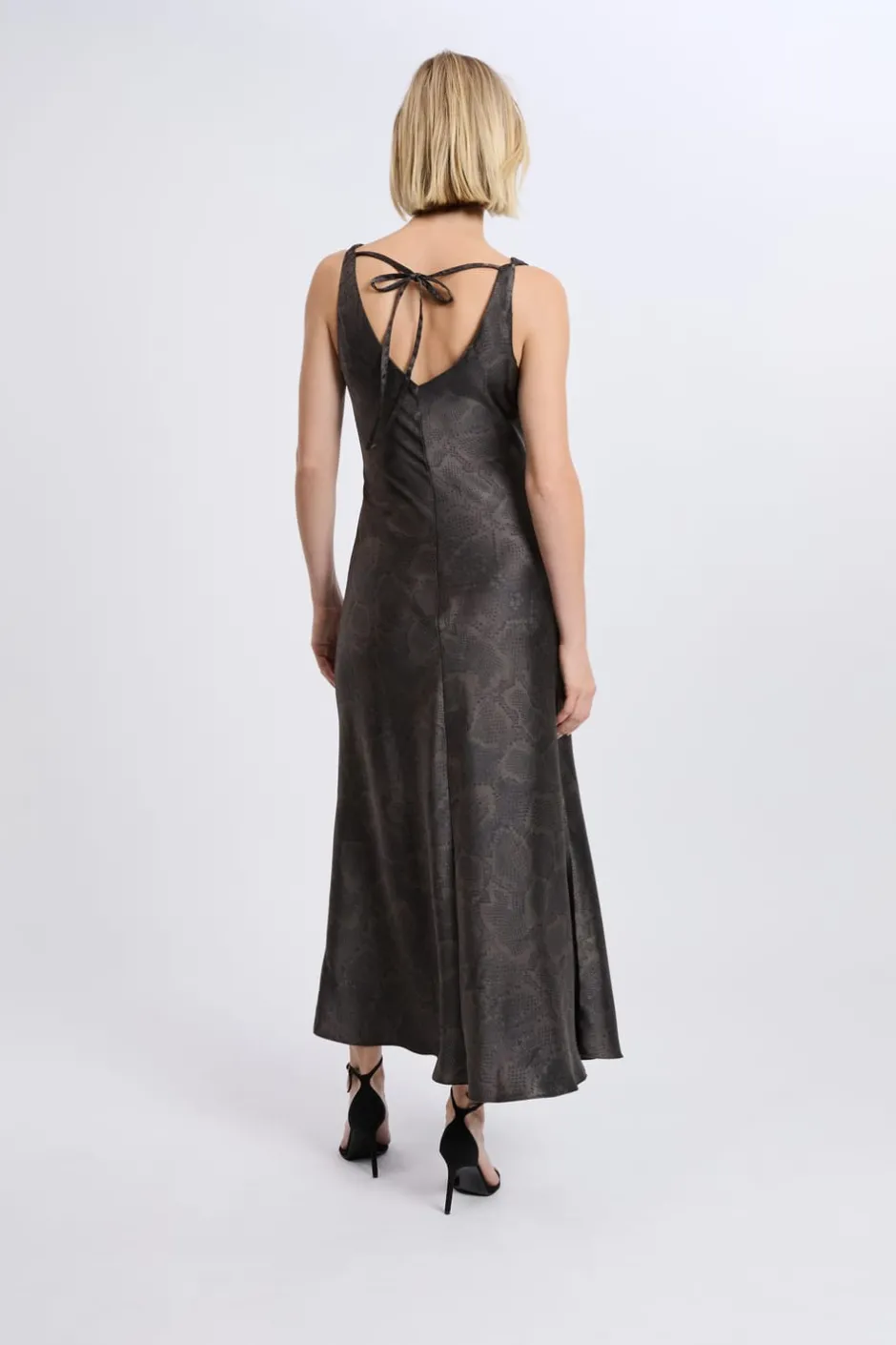 ETAM Vestidos Largos|Vestidos|Robe satinée à imprimé serpent IMP FD BRIQUE