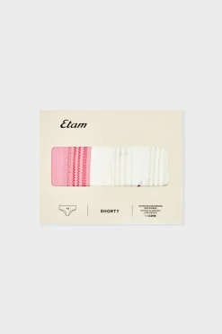 ETAM Culotte|Packs De Braguitas|Set de 3 bragas culottes de algodón y encaje con motivos ROSA