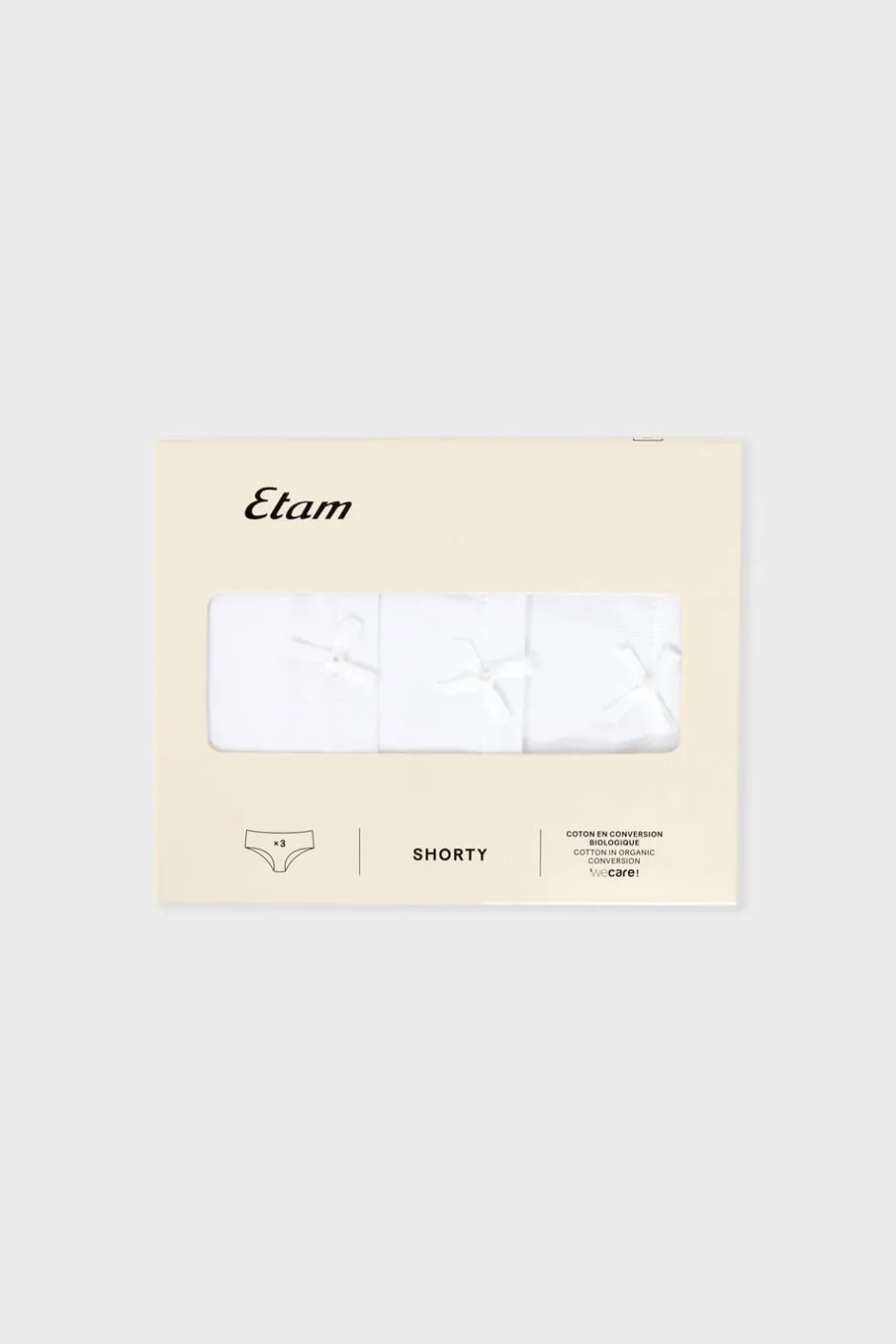 ETAM Culotte|Packs De Braguitas|Set de 3 bragas culottes de algodón BLANCO
