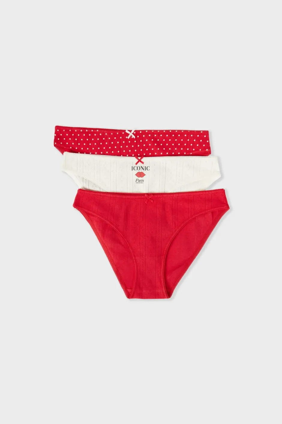 ETAM Braguita|Packs De Braguitas|Set de 3 bragas de algodón ROJO