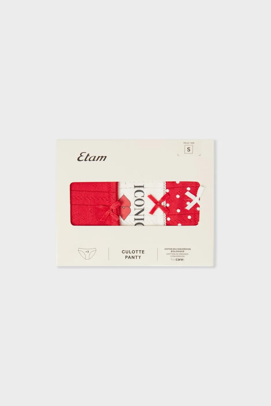 ETAM Braguita|Packs De Braguitas|Set de 3 bragas de algodón ROJO