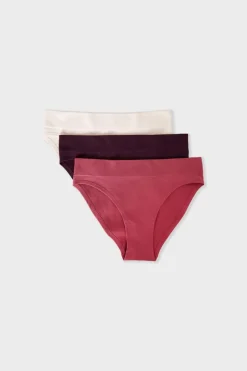 ETAM Talle Alto|Braguita|Set de 3 bragas de algodón ROSA EMPOLVADO