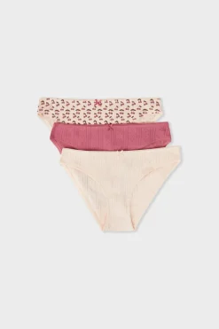 ETAM Braguita|Packs De Braguitas|Set de 3 bragas de algodón ROSA EMPOLVADO