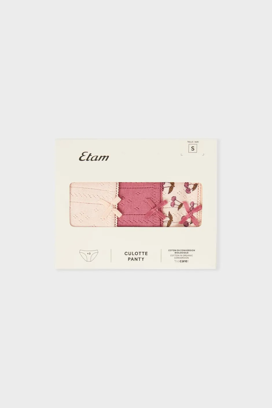 ETAM Braguita|Packs De Braguitas|Set de 3 bragas de algodón ROSA EMPOLVADO