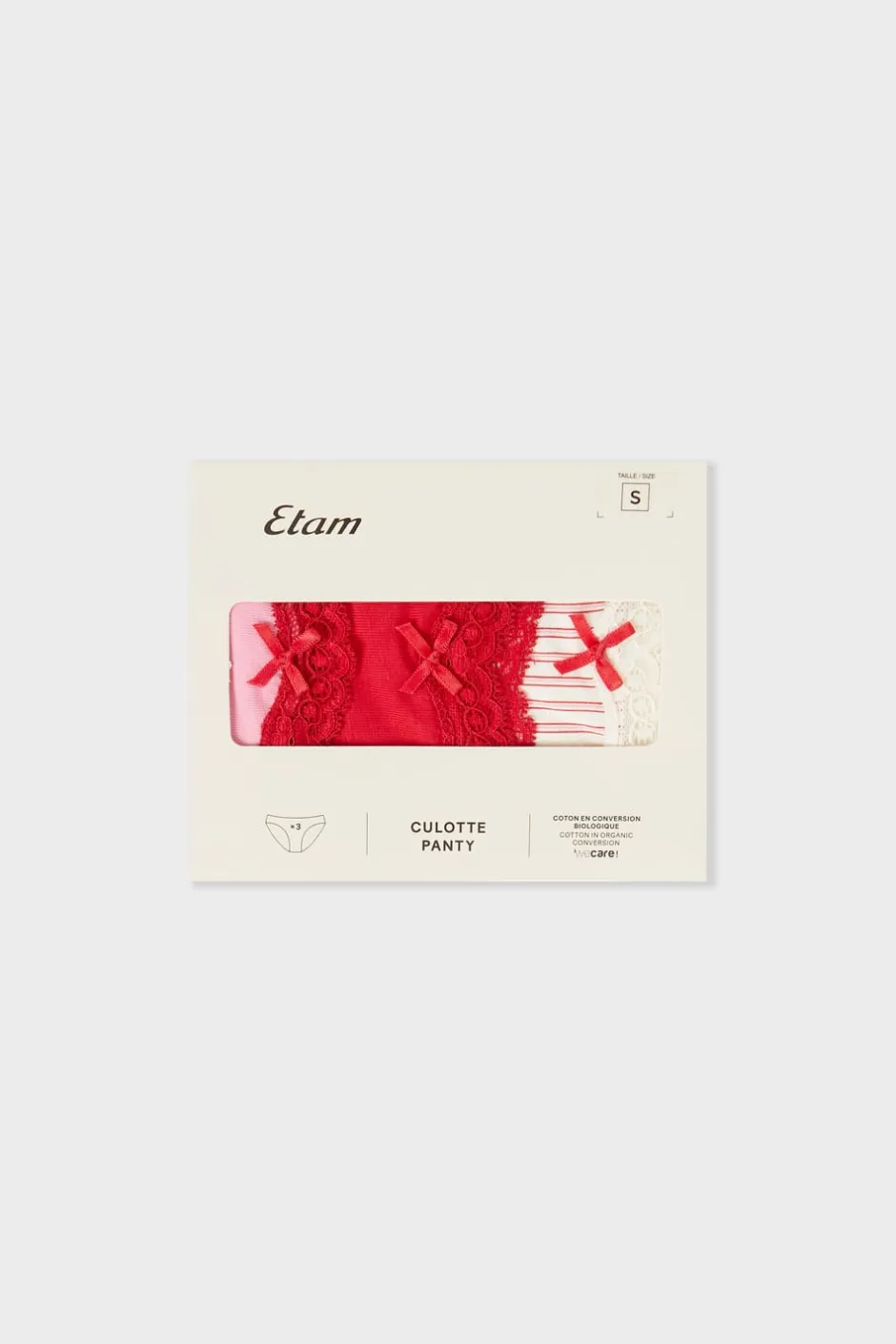 ETAM Braguita|Packs De Braguitas|Set de 3 bragas de algodón ROJO