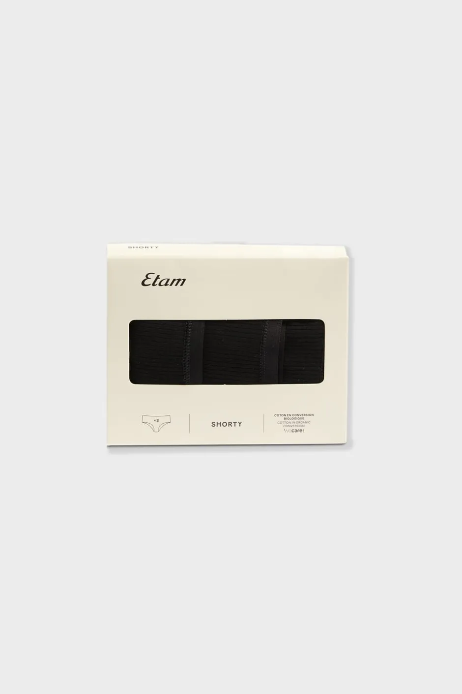 ETAM Culotte|Packs De Braguitas|Set de 3 braguitas culotte de algodón NEGRO