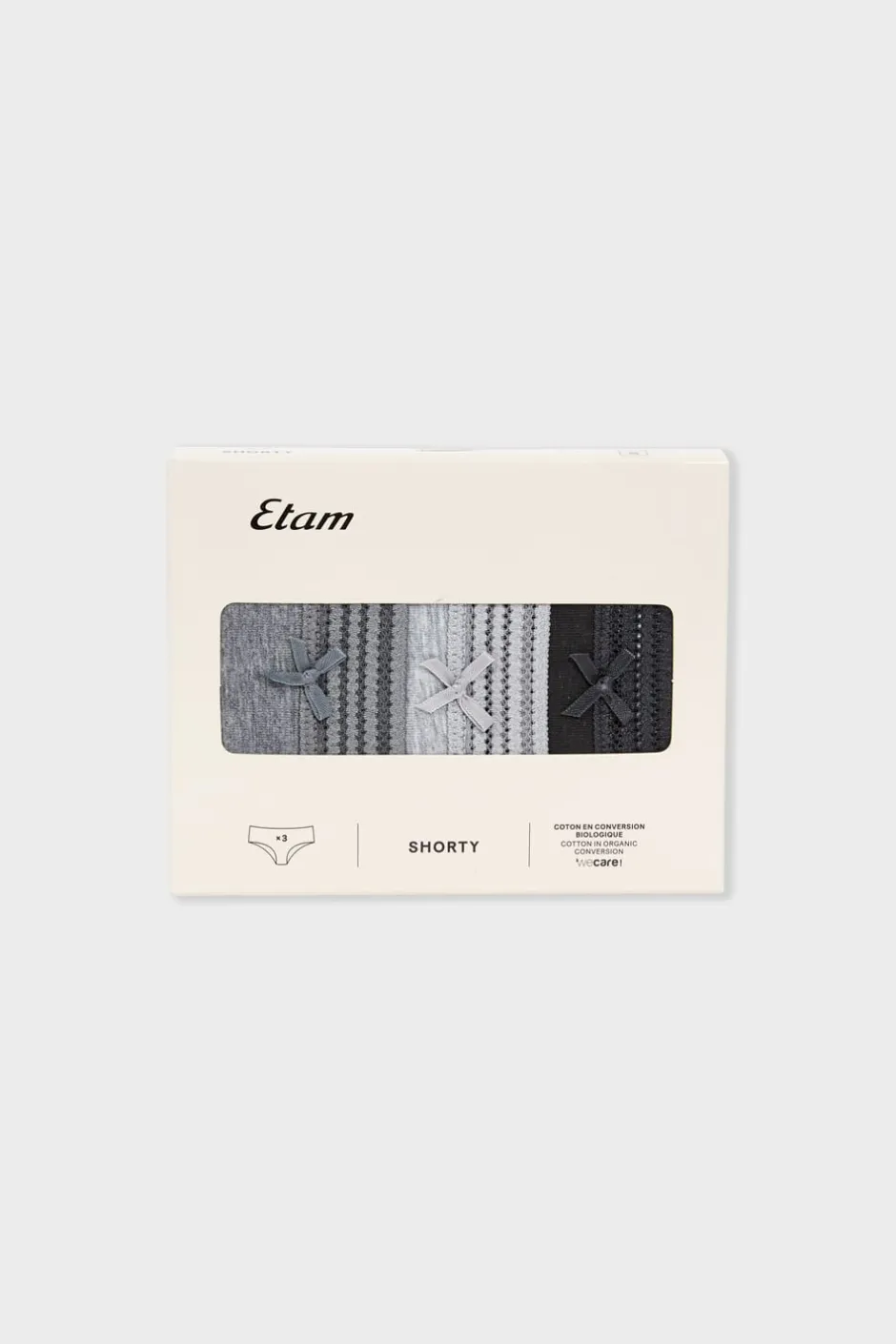 ETAM Culotte|Packs De Braguitas|Set de 3 braguitas culotte de algodón y encaje MULTICOLOR