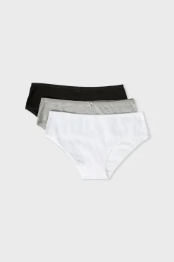 ETAM Culotte|Packs De Braguitas|Set de 3 braguitas culotte de algodón orgánico BLANCO/NEGRO/C.GRIS