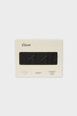 ETAM Culotte|Packs De Braguitas|Set de 3 braguitas culotte de algodón orgánico NEGRO