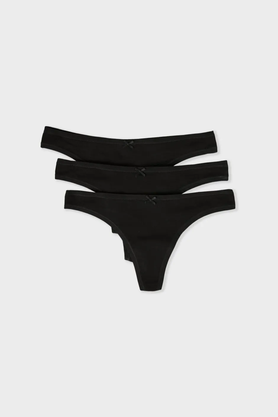 ETAM Packs De Braguitas|Novedades Braguitas|Set de 3 tangas a juego de algodón orgánico NEGRO