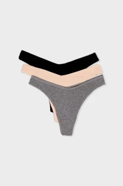 ETAM Tanga Brasileño|Novedades Braguitas|Set de 3 tangas de algodón MULTICOLOR