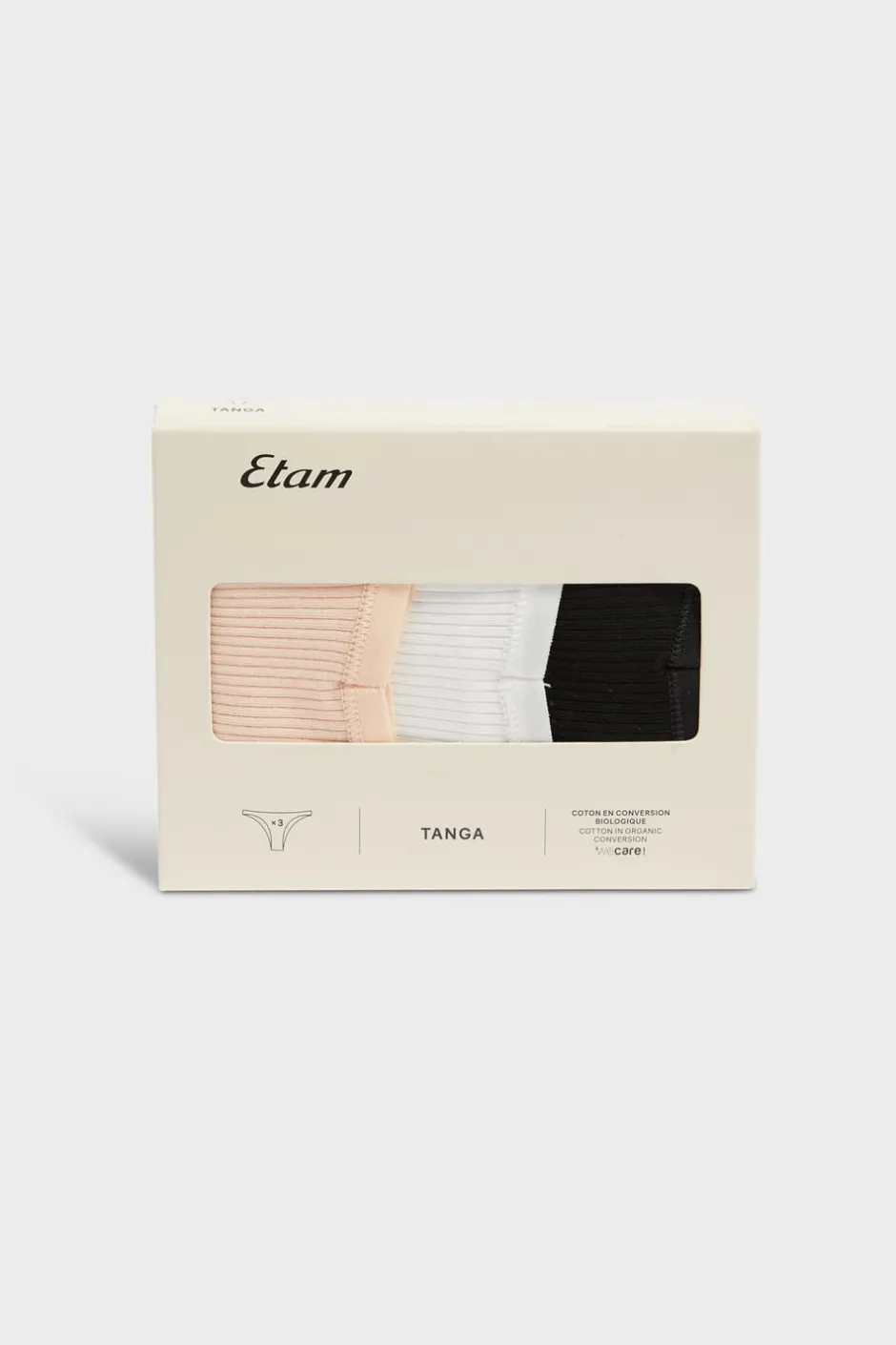 ETAM Tanga Brasileño|Packs De Braguitas|Set de 3 tangas de algodón MAQUILLAJE