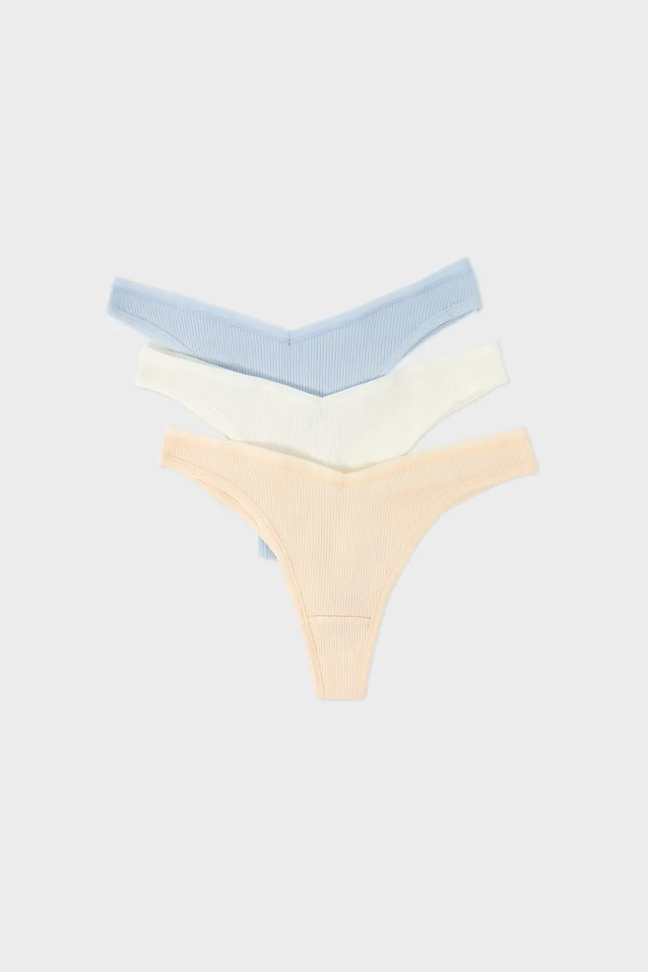 ETAM Tanga Brasileño|Packs De Braguitas|Set de 3 tangas de algodón CRUDO