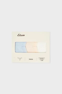 ETAM Tanga Brasileño|Packs De Braguitas|Set de 3 tangas de algodón CRUDO