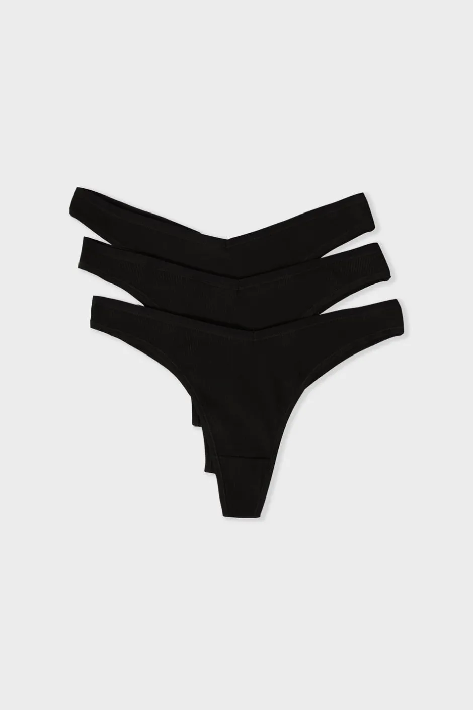 ETAM Tanga Brasileño|Packs De Braguitas|Set de 3 tangas de algodón NEGRO