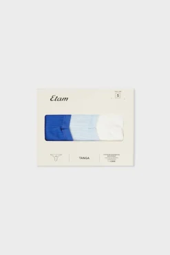ETAM Tanga Brasileño|Packs De Braguitas|Set de 3 tangas de algodón AZUL NOCHE