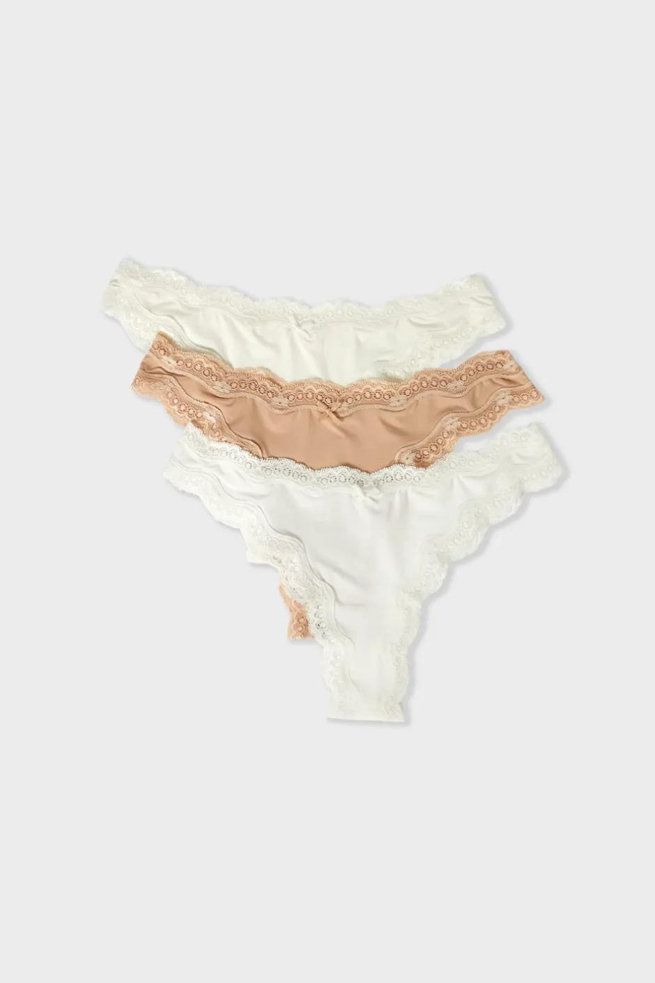 ETAM Tanga Brasileño|Packs De Braguitas|Set de 3 tangas de microfibra y encaje MULTICOLOR